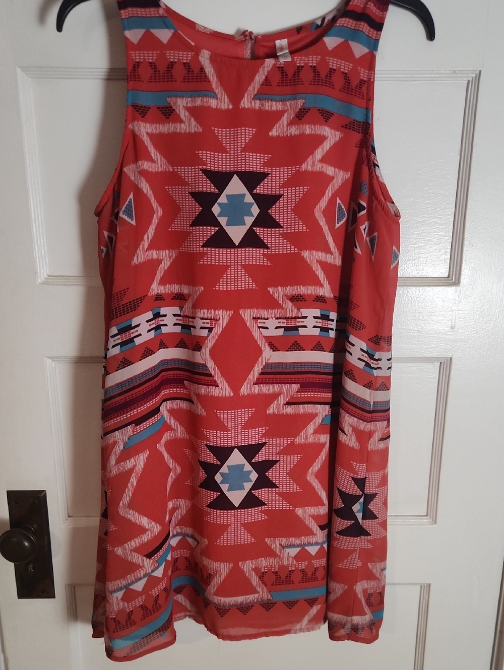 Xhilaration Coral and Teal Printed Dress